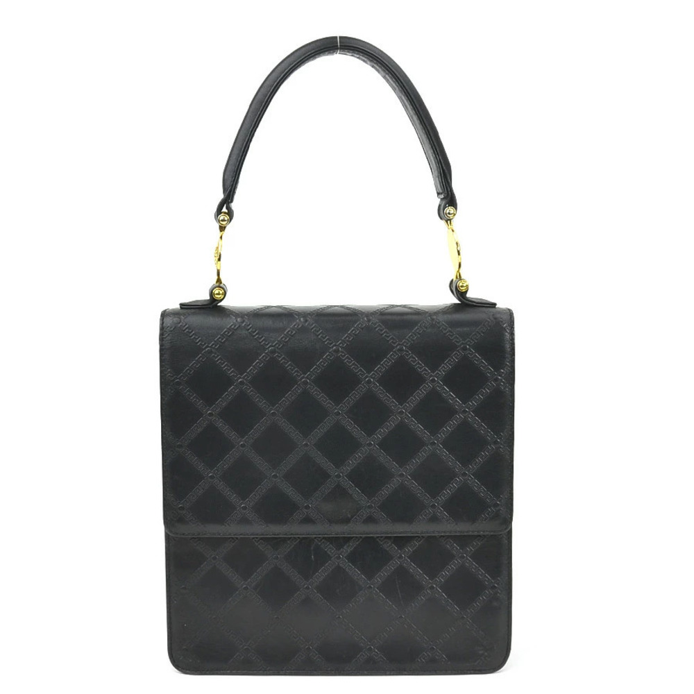 Gianni Versace handbag leather metal Black
